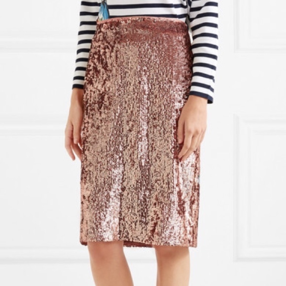 J. Crew rose gold sequin skirt